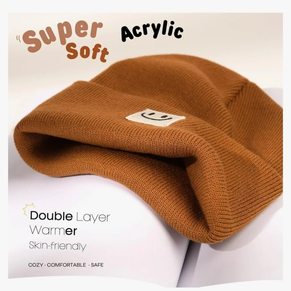 Furtalk Toddler Knit Cap Hat 3 Color Choices Cream, Black or Brown